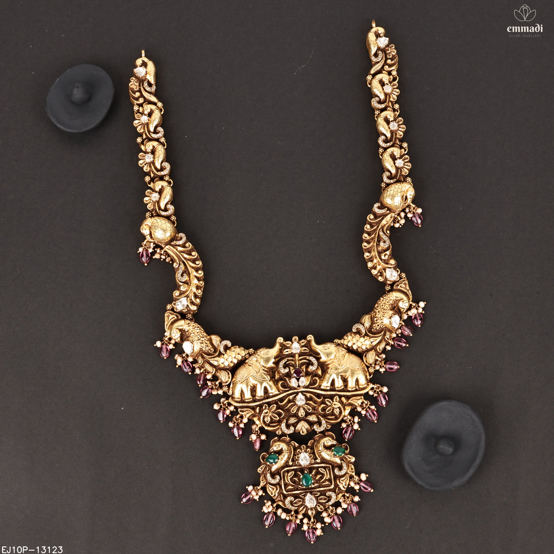 Long Necklace Moissanite Nakshi