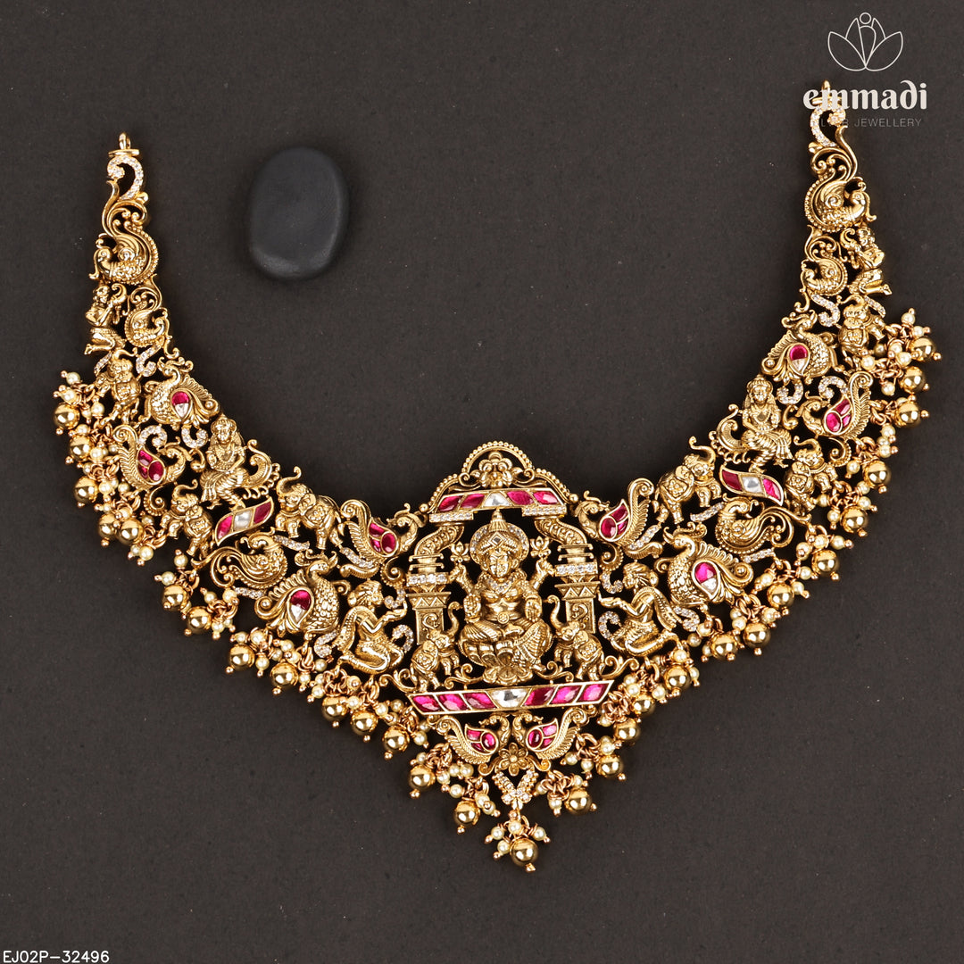 Short Necklace Premium Kundan Nakshi