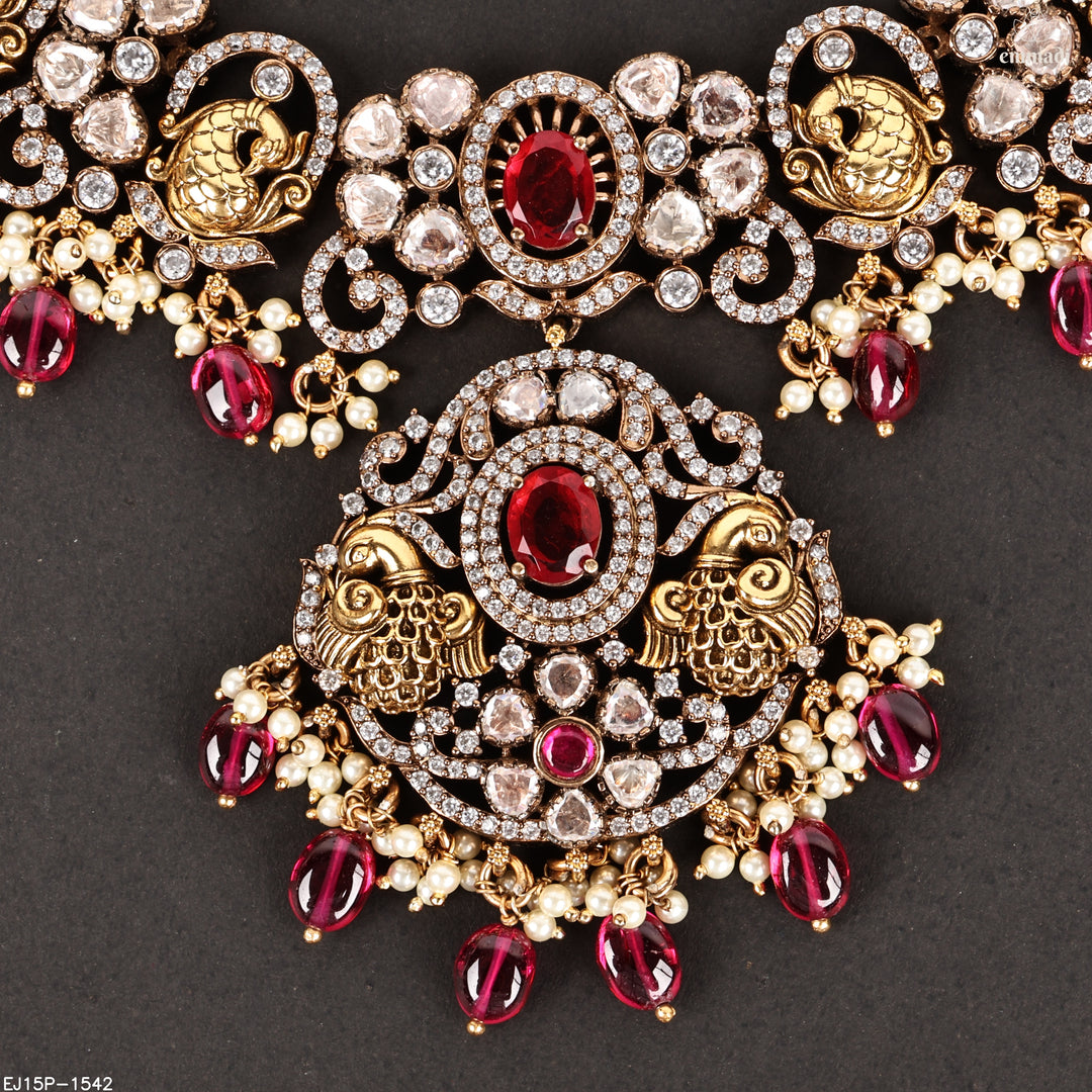 Short Necklace Moissanite Nakshi