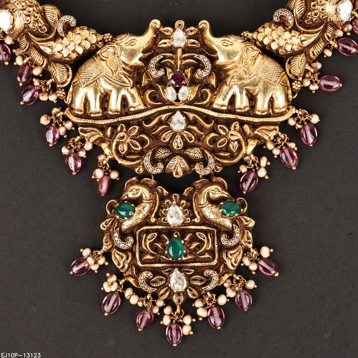 Long Necklace Moissanite Nakshi