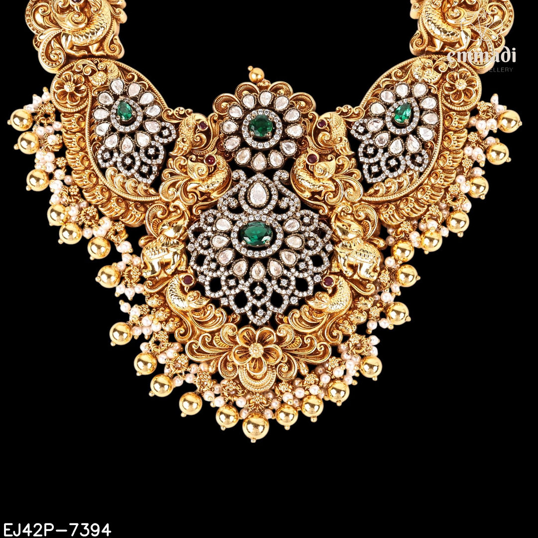 Long Necklace Moissanite Nakshi