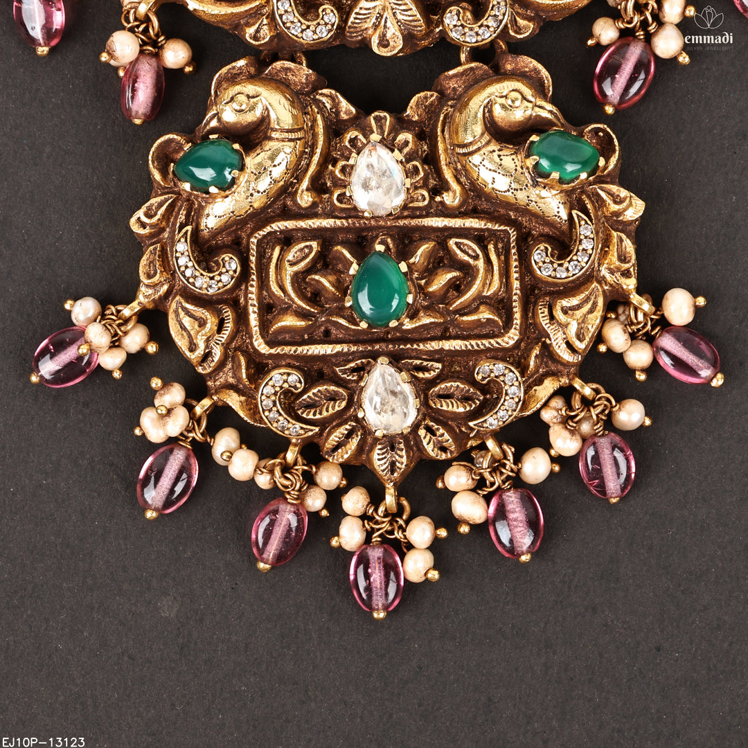 Long Necklace Moissanite Nakshi